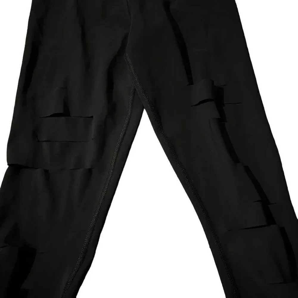ALO YOGA Black Full Length  Leggings with Front Slits Size XXS